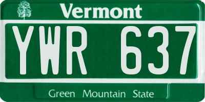 VT license plate YWR637