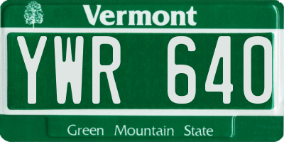 VT license plate YWR640