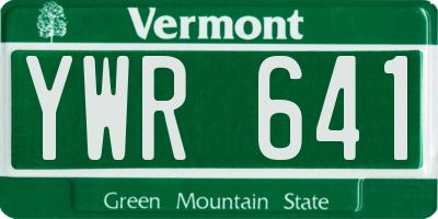 VT license plate YWR641