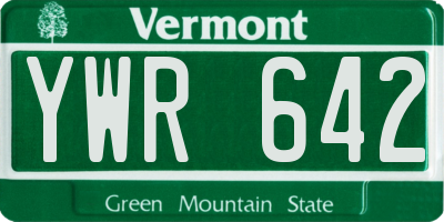 VT license plate YWR642
