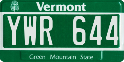 VT license plate YWR644