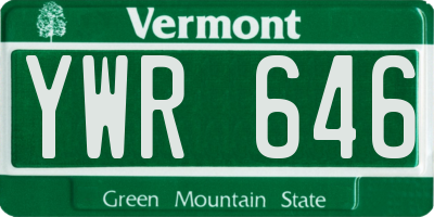 VT license plate YWR646