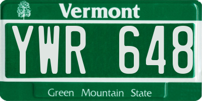 VT license plate YWR648