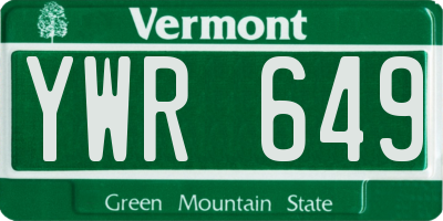 VT license plate YWR649