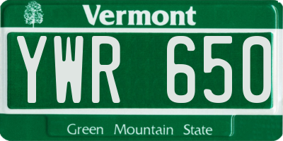 VT license plate YWR650