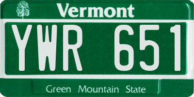 VT license plate YWR651