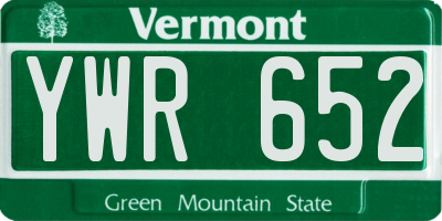 VT license plate YWR652