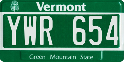 VT license plate YWR654