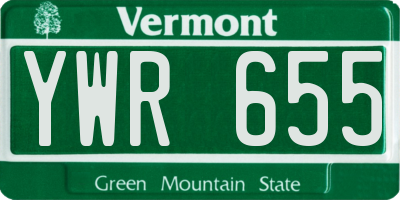 VT license plate YWR655