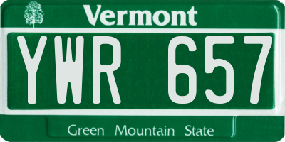VT license plate YWR657