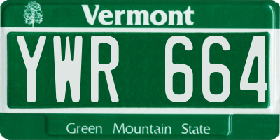 VT license plate YWR664