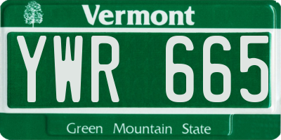VT license plate YWR665