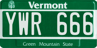 VT license plate YWR666