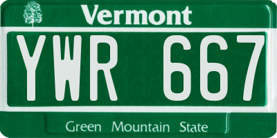 VT license plate YWR667