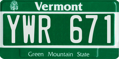 VT license plate YWR671