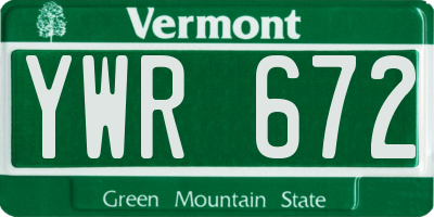 VT license plate YWR672