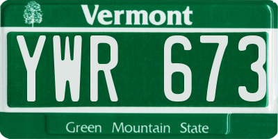 VT license plate YWR673