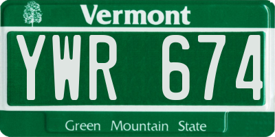 VT license plate YWR674