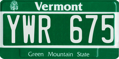 VT license plate YWR675
