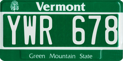 VT license plate YWR678