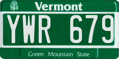 VT license plate YWR679