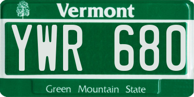 VT license plate YWR680