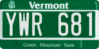 VT license plate YWR681