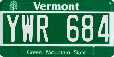 VT license plate YWR684