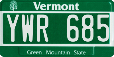 VT license plate YWR685