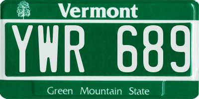 VT license plate YWR689