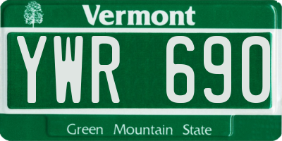 VT license plate YWR690