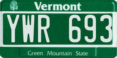 VT license plate YWR693