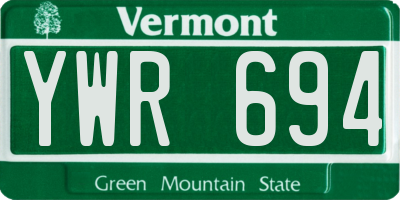 VT license plate YWR694