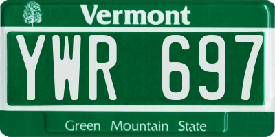 VT license plate YWR697