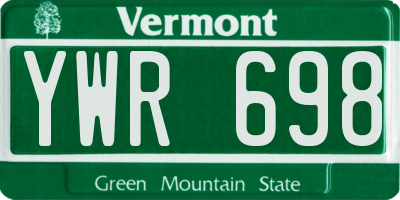 VT license plate YWR698