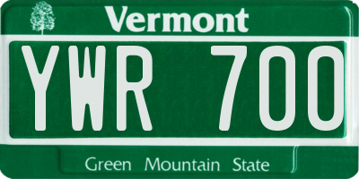 VT license plate YWR700