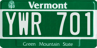 VT license plate YWR701