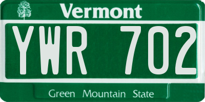 VT license plate YWR702