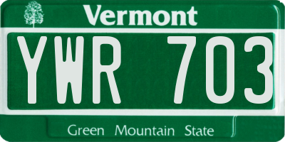 VT license plate YWR703