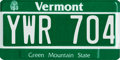 VT license plate YWR704