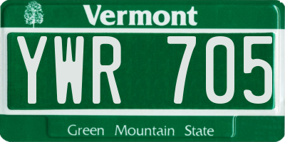 VT license plate YWR705