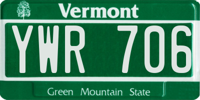 VT license plate YWR706