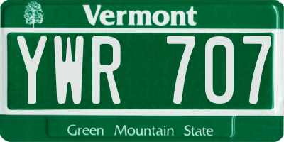 VT license plate YWR707