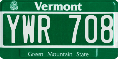 VT license plate YWR708