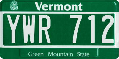 VT license plate YWR712