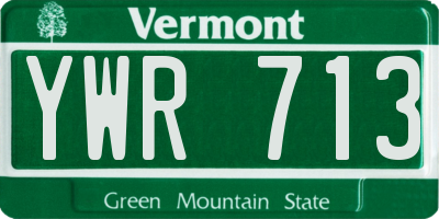 VT license plate YWR713