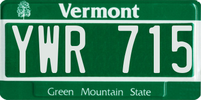 VT license plate YWR715