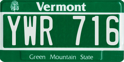 VT license plate YWR716