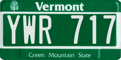 VT license plate YWR717