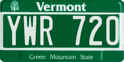 VT license plate YWR720